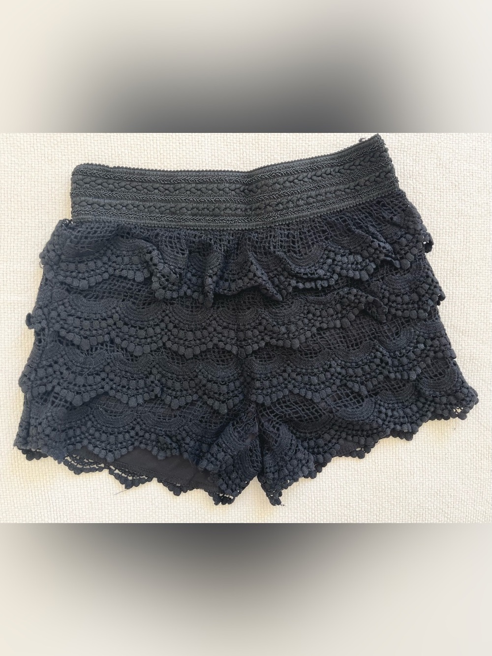 Black crochet shorts